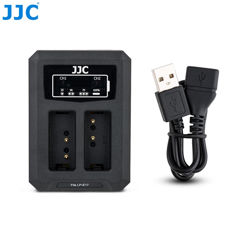 JJC USB Dual Battery Charger for Canon LP-E17 LPE17 on Canon EOS 850D M6 Mark II M6 M3 77D 800D 760D 750D Replace LC-E17C LC-E17