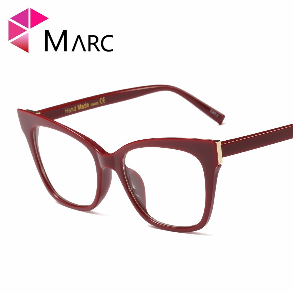 MARC WOMEN Optical Black Leopard print Plain glass spectacles Resin Red White Plastic Cat eye 97564: C3
