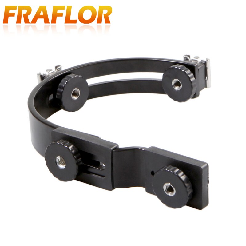 Support de Flash d'appareil-photo en métal en forme de C de photographie réglable multifonction deux supports de chaussure chaude support de Flash pour caméscope d'appareil-photo