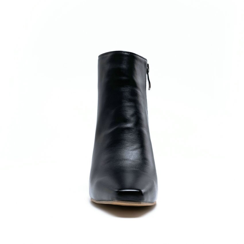 QUTAA Retro Karree PU Leder Concise Stiefeletten Square High Heel Zipper Alle Spiel Frauen Schuhe Große größe 34-43