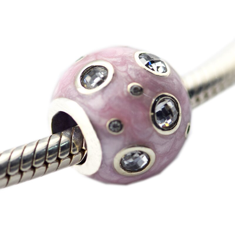 925 Original Silver Beads Pearlescent Pink Dreams Charm Fits European Woman DIY Bracelets Beads For Jewelry Making