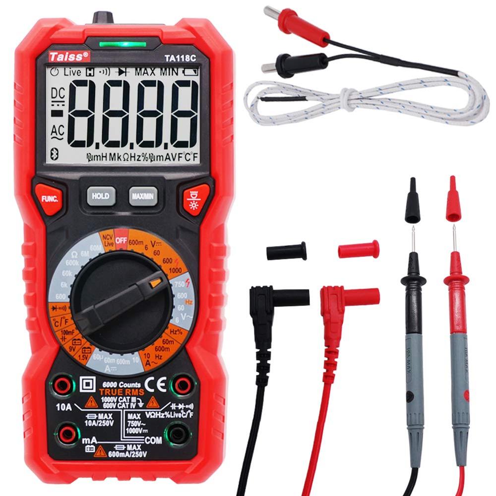 Multímetro Digital avanzado multifunción DC AC 6000 Tester de conteo, medición de temperatura, inductancia y capacitancia