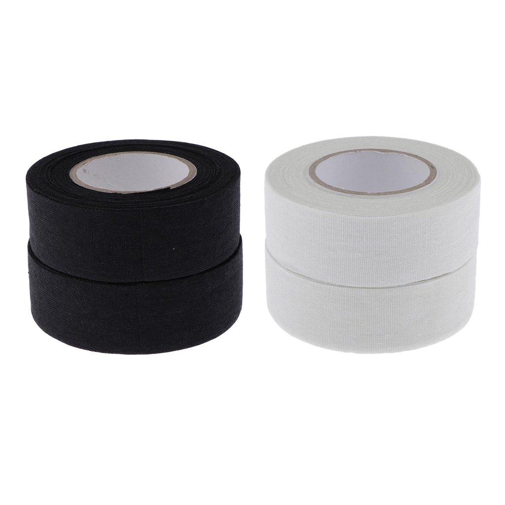 4 Rolls Premium Ice Hockey Stick Tape Cloth Grip Wrap White Black