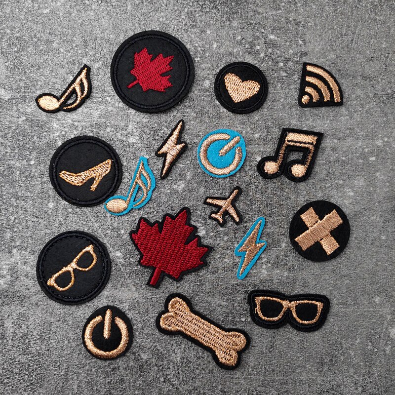 Bril Vliegtuigen Liefdesbriefje Patches Kleden Borduurapplicatie Naaibenodigdheden Decoratieve badges Canada Esdoornbladeren Bliksem