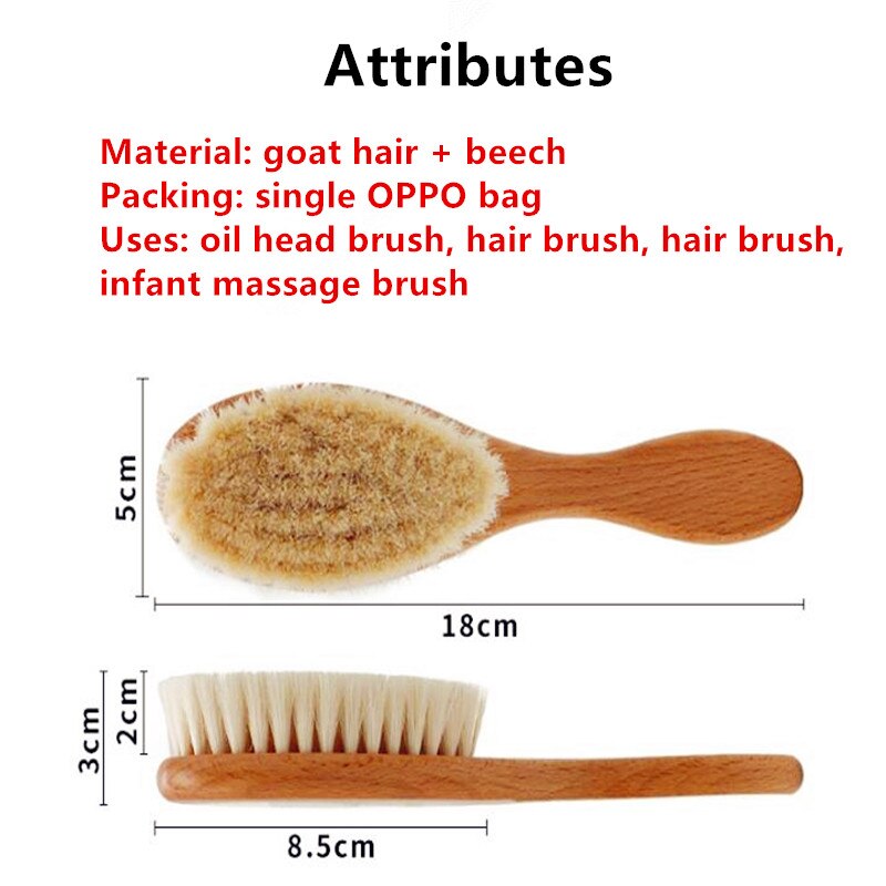 Novo bebê cuidados com o bebê puro lã natural escova de madeira pente escova de cabelo do bebê recém-nascido escova de cabelo infantil pente cabeça massageador