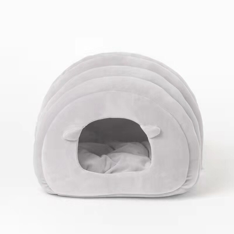 Milieubescherming Kat Nest Matten Zachte Pluche Kennel Puppy Kussen Kleine Honden Katten Nest Wasbaar Cave Katten Bedden Kat Bed hous: French grey