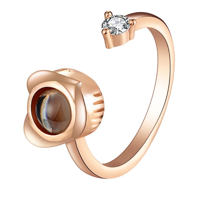 100 sprache ICH Liebe Sie Projektion Adjectable Ringe Liebe Speicher Ring Valentinstag Romantische Schmuck: flower rose gold