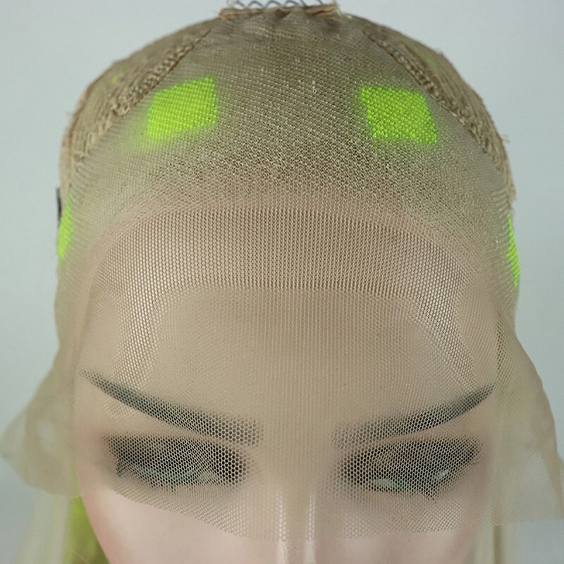 Fantasy Beauty, Top de , peluca sintética con reflejos Rubio, amarillo, verde, peluca con malla frontal de colores combinados, peluca con malla frontal para mujer