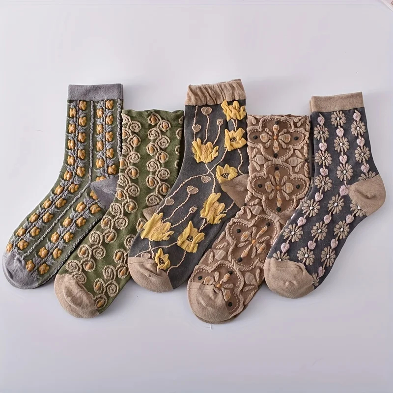 5 pares de calcetines al tobillo de oso de peluche, cómodos y bonitos calcetines cortos para mujer: Amarillo claro