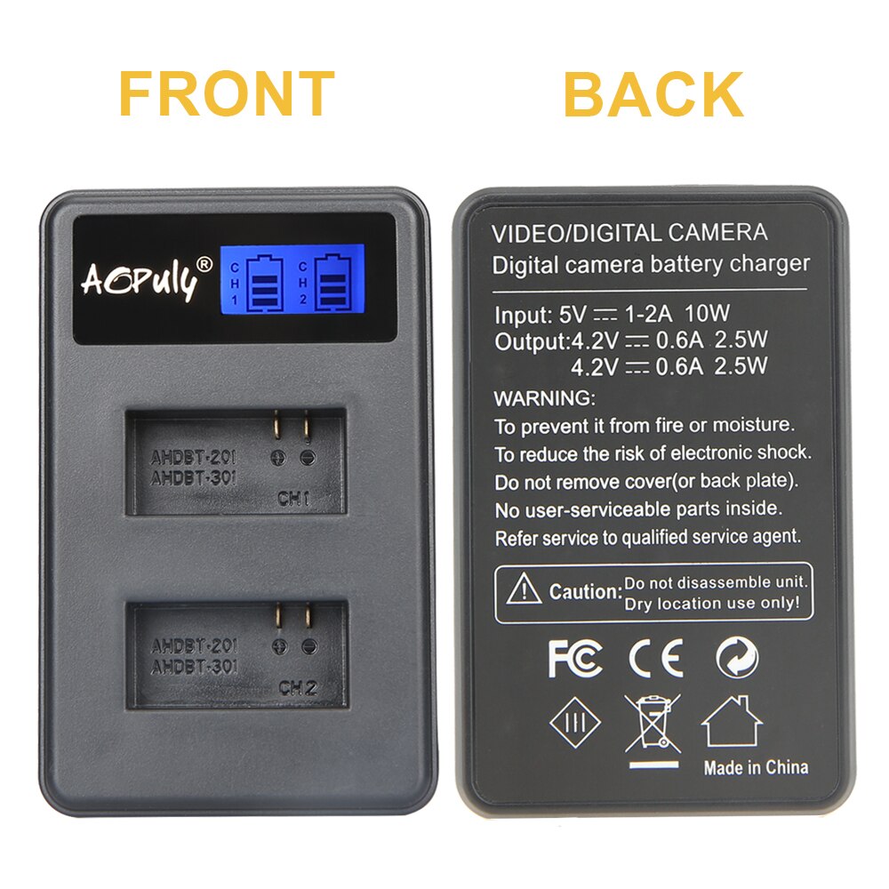 Originele Aopuly Voor Gopro Hero3 Hero3 + Hero 3 Hero 3 + Batterij + Lcd Dual Charger Voor Go Pro AHDBT-301 Action camera Accessoire