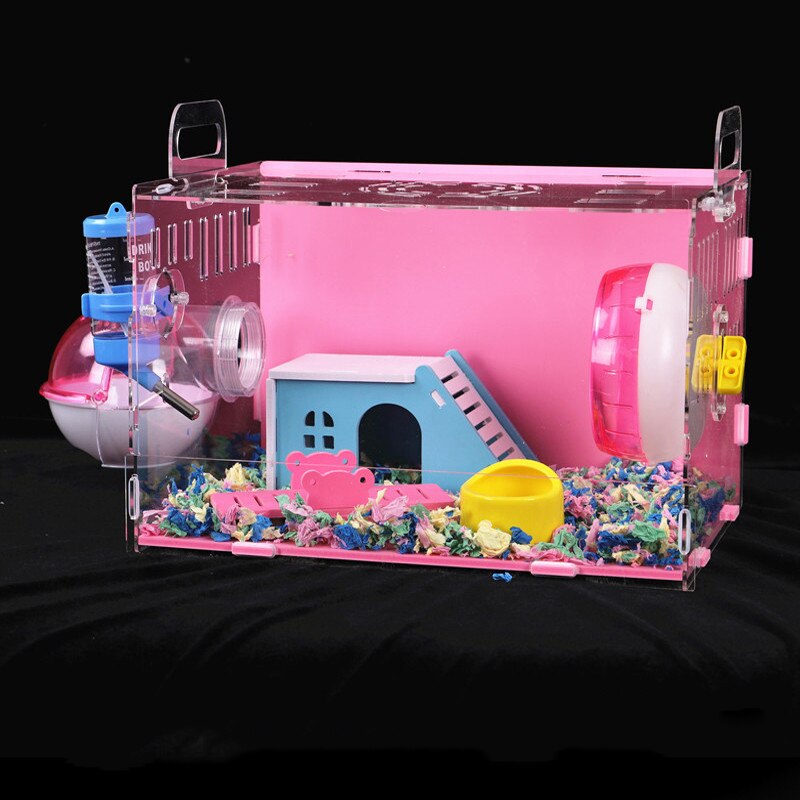 Large Size Hamster House Acrylic Small Pet Cage Transparent Oversized Villa Guinea Pig Basic Cage Toy Supplies Package Nest