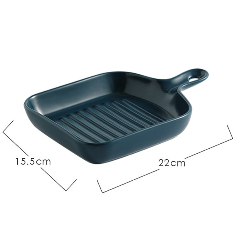 Matte Ceramic Baking Plates Unique Square Individual Pasta Lasagna Dish with Single Handle Small Dinner Plates HKS99