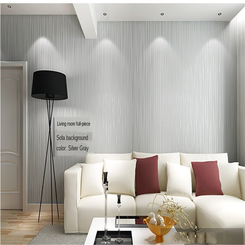 Blå / beige / rosa vertikal pinstripe enfärgad non-woven tapet vardagsrum tv bakgrundsrum väggpapper rulle heminredning