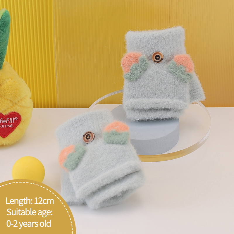 Nette Karikatur Baby Handschuhe freundlicher Winter Gestrickte Fäustlinge Handschuhe Dicke Warme Halb Finger Handschuhe freundlicher Fingerlose Handschuhe für Mädchen