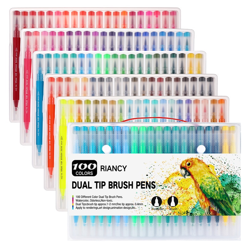 100 Kleuren Aquarel Borstel Pen Dual Tip Aquarel Markers Set Professionele Voor Tekening Schilderen Schoolbenodigdheden Briefpapier