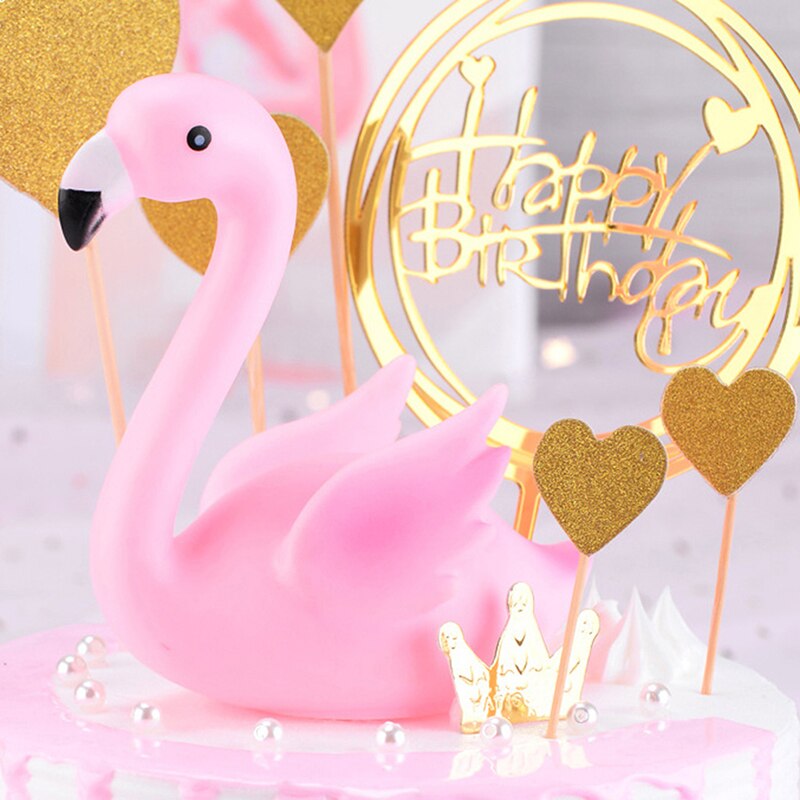 3d siddende pink lyserød flamingo kage topper til bryllupsfødselsdagsfest baby shower kage bagning diy dekorationsforsyninger