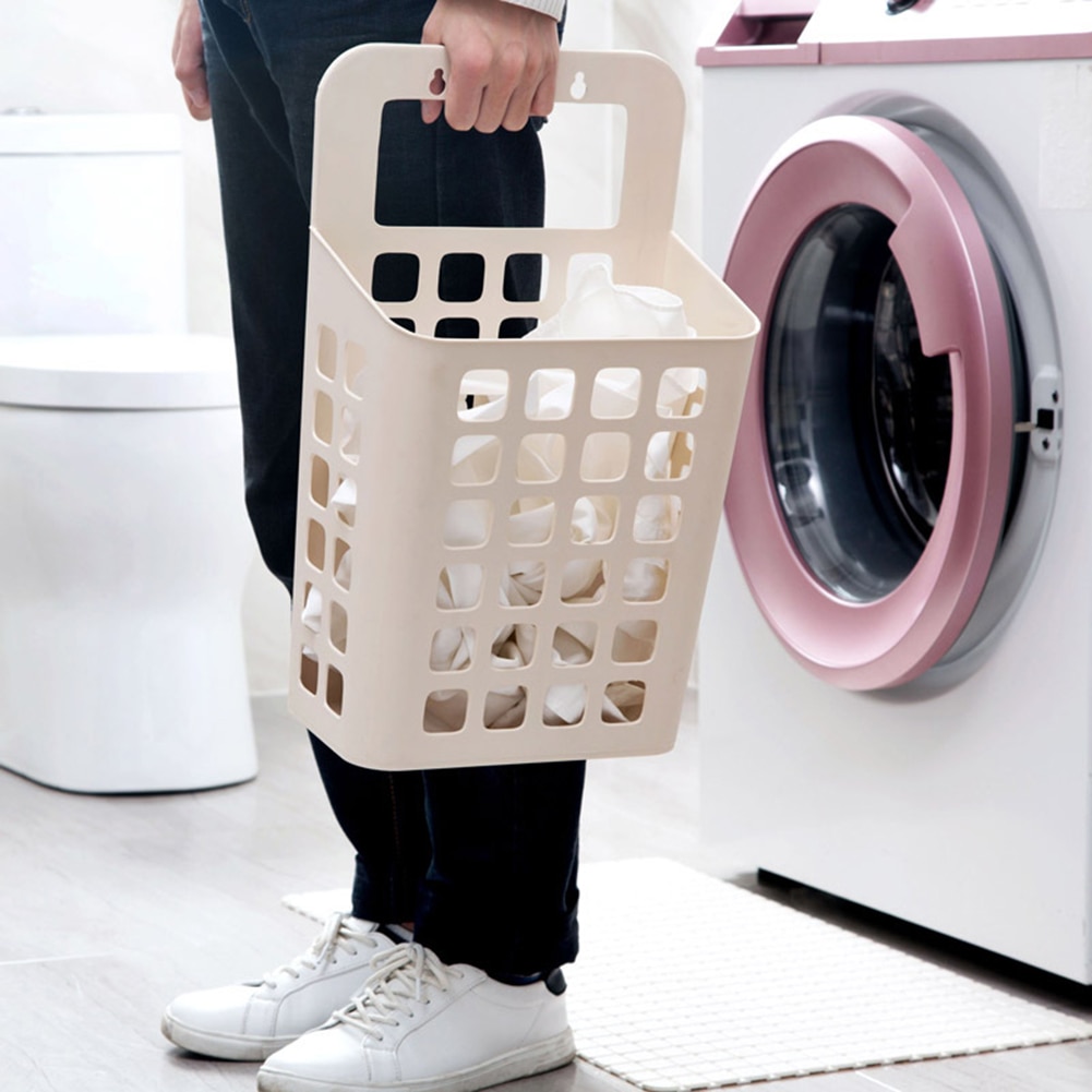 Panier à linge en plastique creux | Ventouse, panier à linge en plastique, jouet vêtements sales, organisateur de la maison, panier ajouré ventouses simples et élégantes