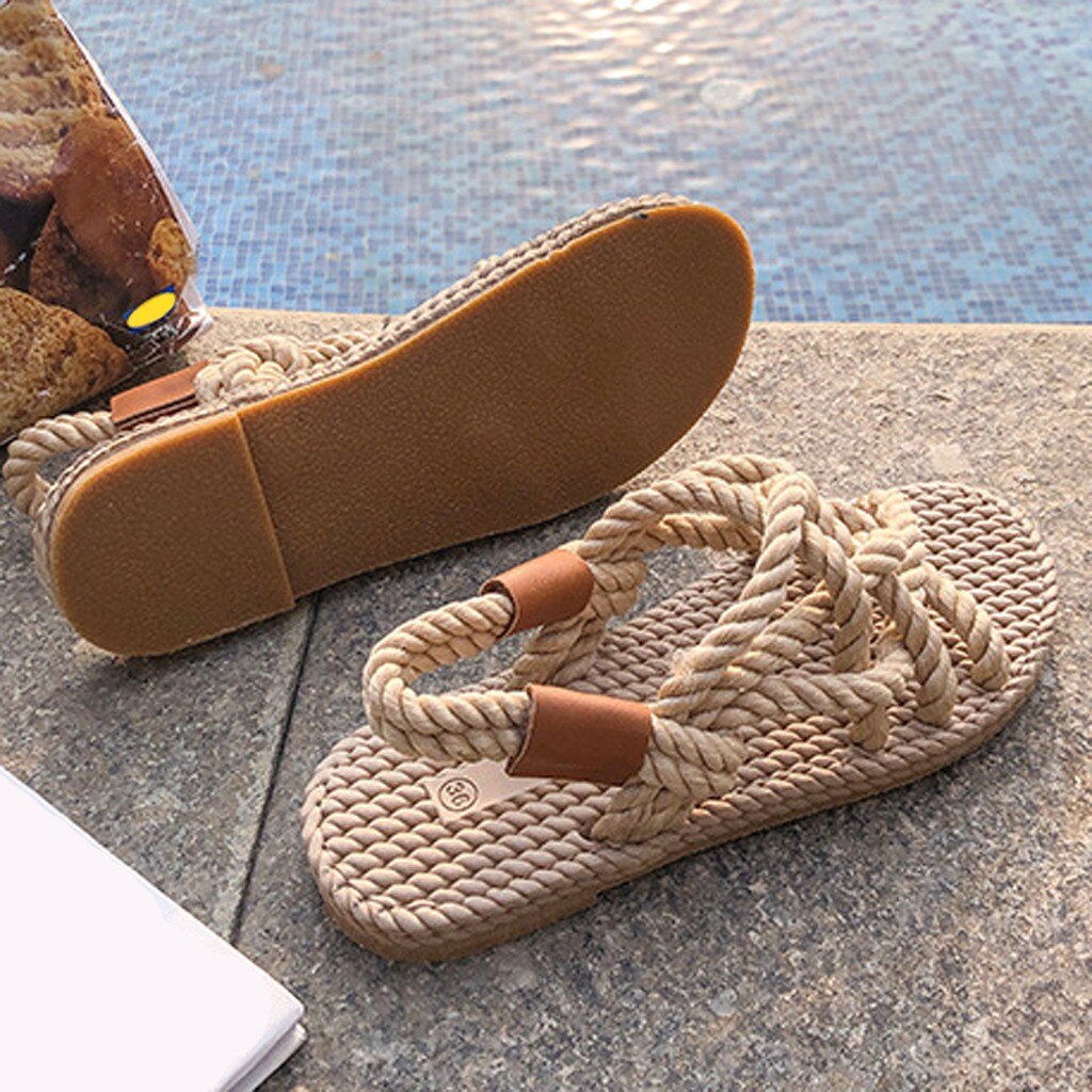 Summer Sandals Woman Shoes Braided Rope Traditional Casual Style Sandals