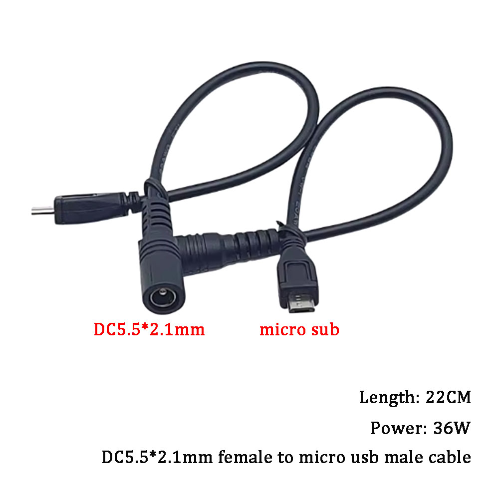 DC 5.5*2.1/3.5*1.35 Female Cables 5521 Power Jack DC Power Conector 5.5x2.1mm to Type-C /Micro/Mini USB Charging Cable Converter