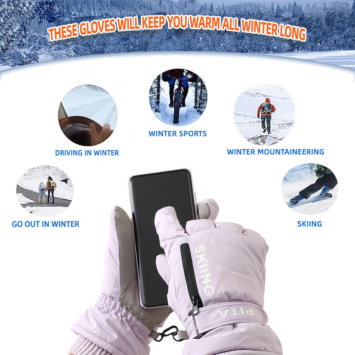 Guantes deportivos de invierno, guantes de esquí táctiles antideslizantes, bolsillo impermeable, accesorios de Snowboard, guantes cálidos para hombres y mujeres, mitones
