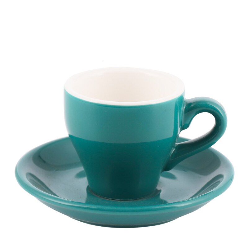 Klassiskt kaffekoncentratkoppset färgad keramisk espressokopp cappuccinokopp 300cc dragblomma koffie kopjes dessertkoppar: A