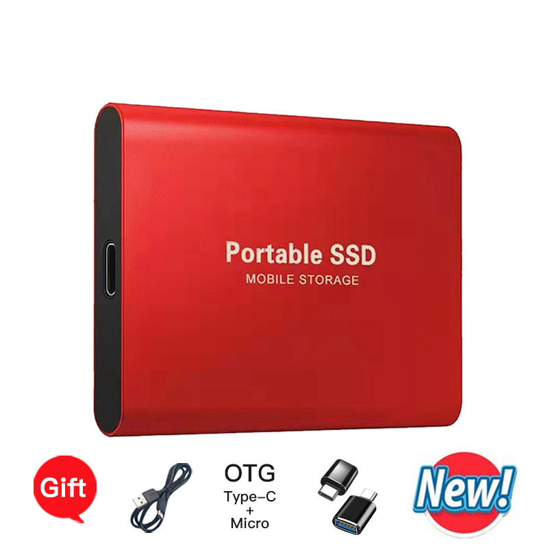 Bærbar ssd 1tb 2tb 4tb 16tb ekstern harddisk høj originalt drev til pc bærbare computere mac telefoner hurtig hastighed holdbar: Rød / Bundt 3