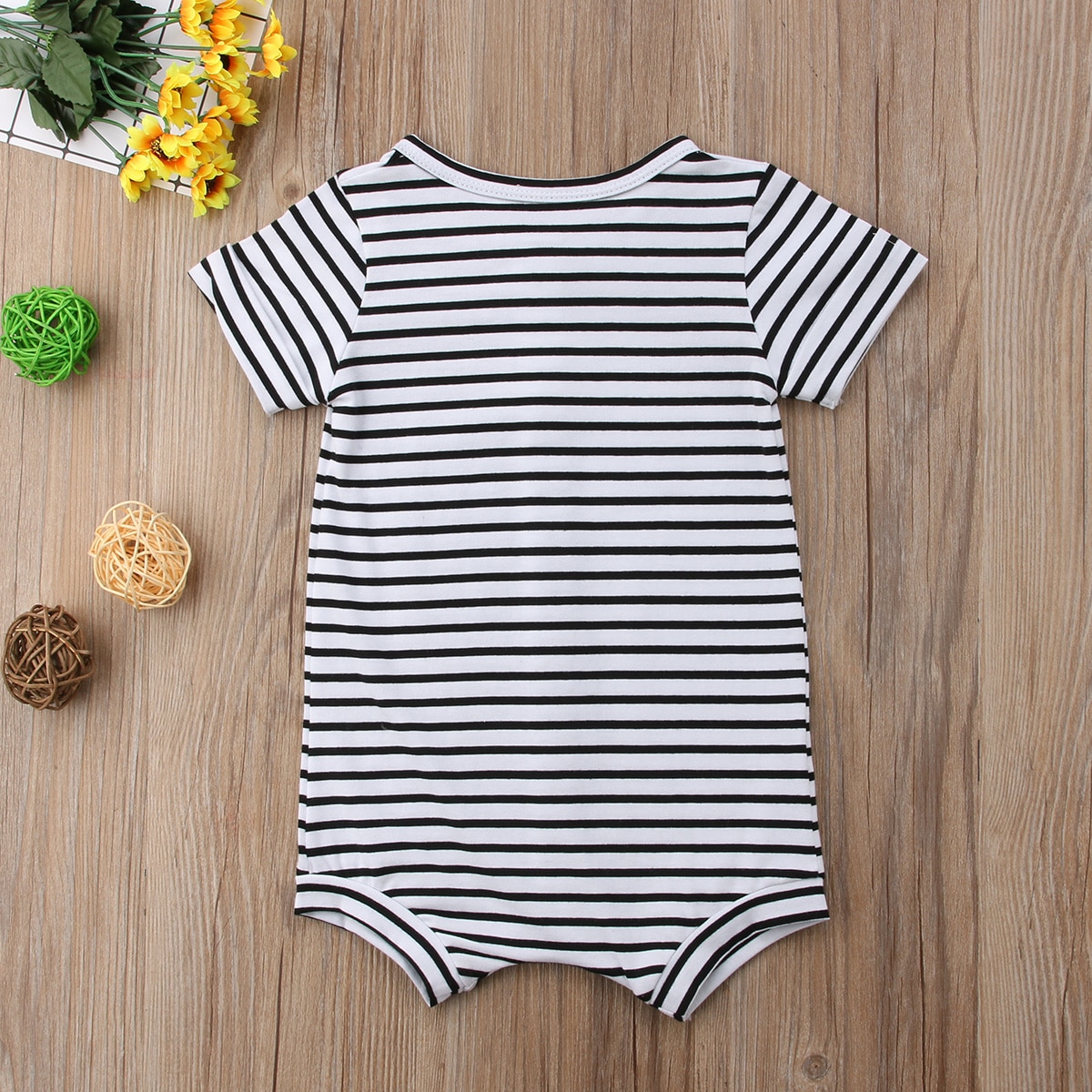 Pasgeboren Jongen Meisjes Unisex Gestreept Korte Mouw Romper Jumpsuit Katoen Outfits Maat 0-24 M