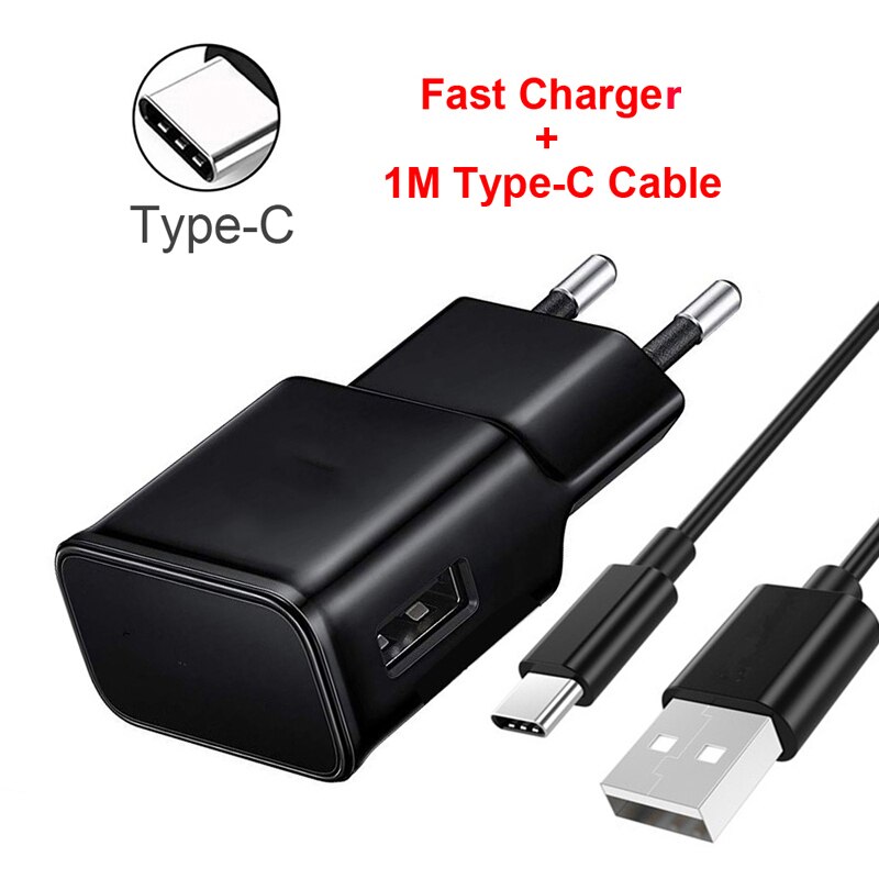 Cargador rápido para Samsung S10, A50, A70, Cable USB tipo C, cargador de carga rápida adaptable para Samsung S10E, S10 plus, S9, S8, Note 10, 8, 9: Charger Cable Black