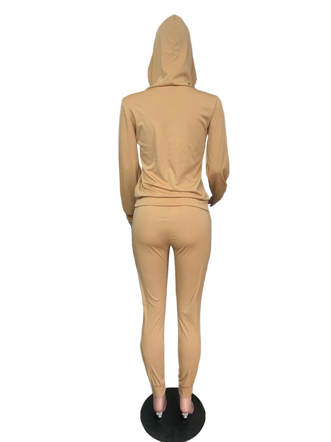 Women's Letter Print Hooded Sweatshirt & Pants Set - 2 Piece Casual Tracksuit Outfits