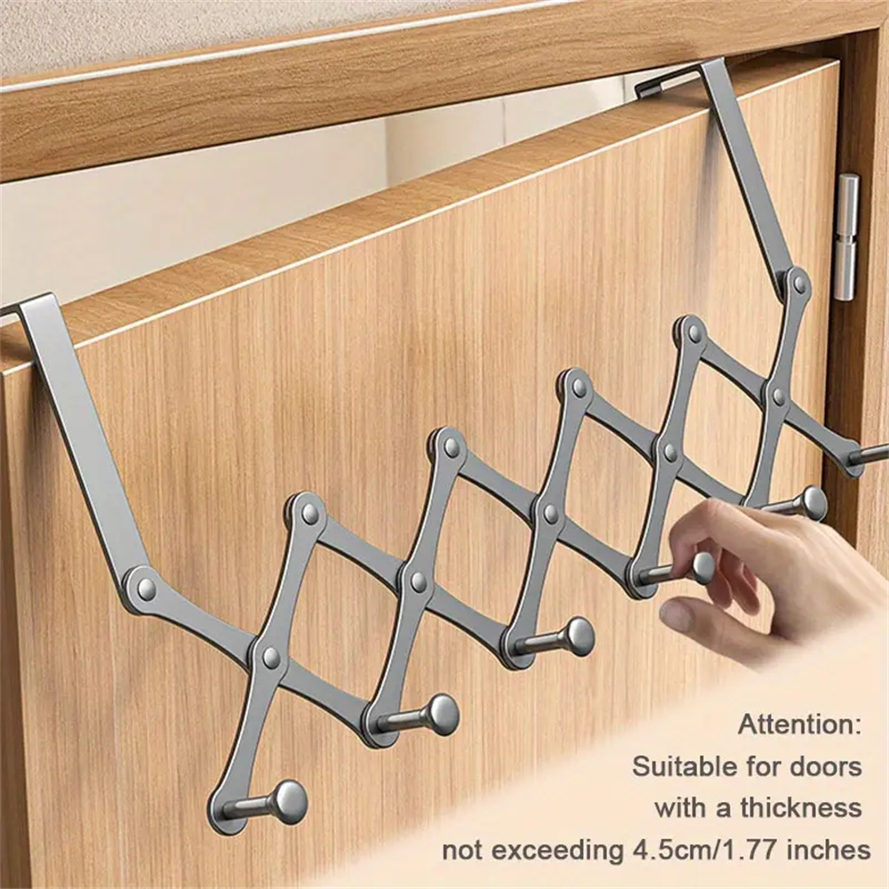 4/5/ 6 Hooks Modern Metal Door Hooks Foldable Storage Rack No need to drill holes, space saving door hooks for coats, bags