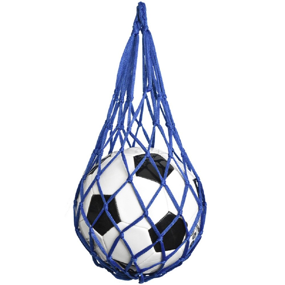 Basketball nettaske fodbold fodbold mesh opbevaring sportsboldholder nylon bæretaske holdbar enkelt boldholder: Blå