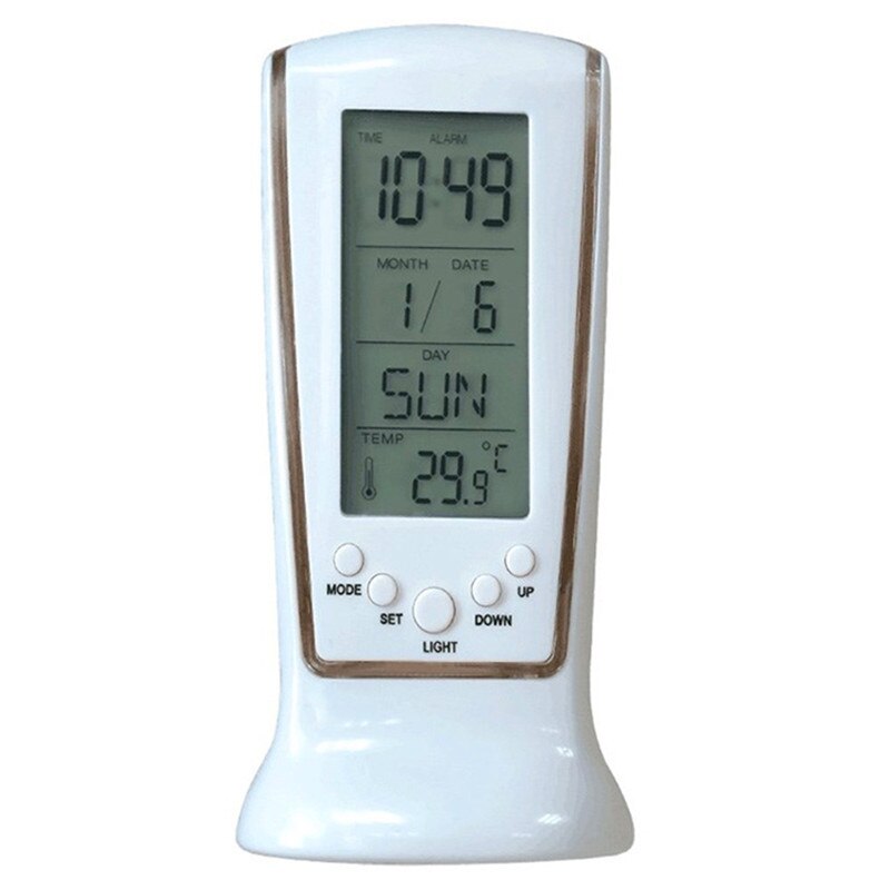 Alarm Clock Digital Watch Wireless Sensor Temperature Humidity Forecast Snooze Table Clocks Weather Station: B-6.4x5.8x12.2cm