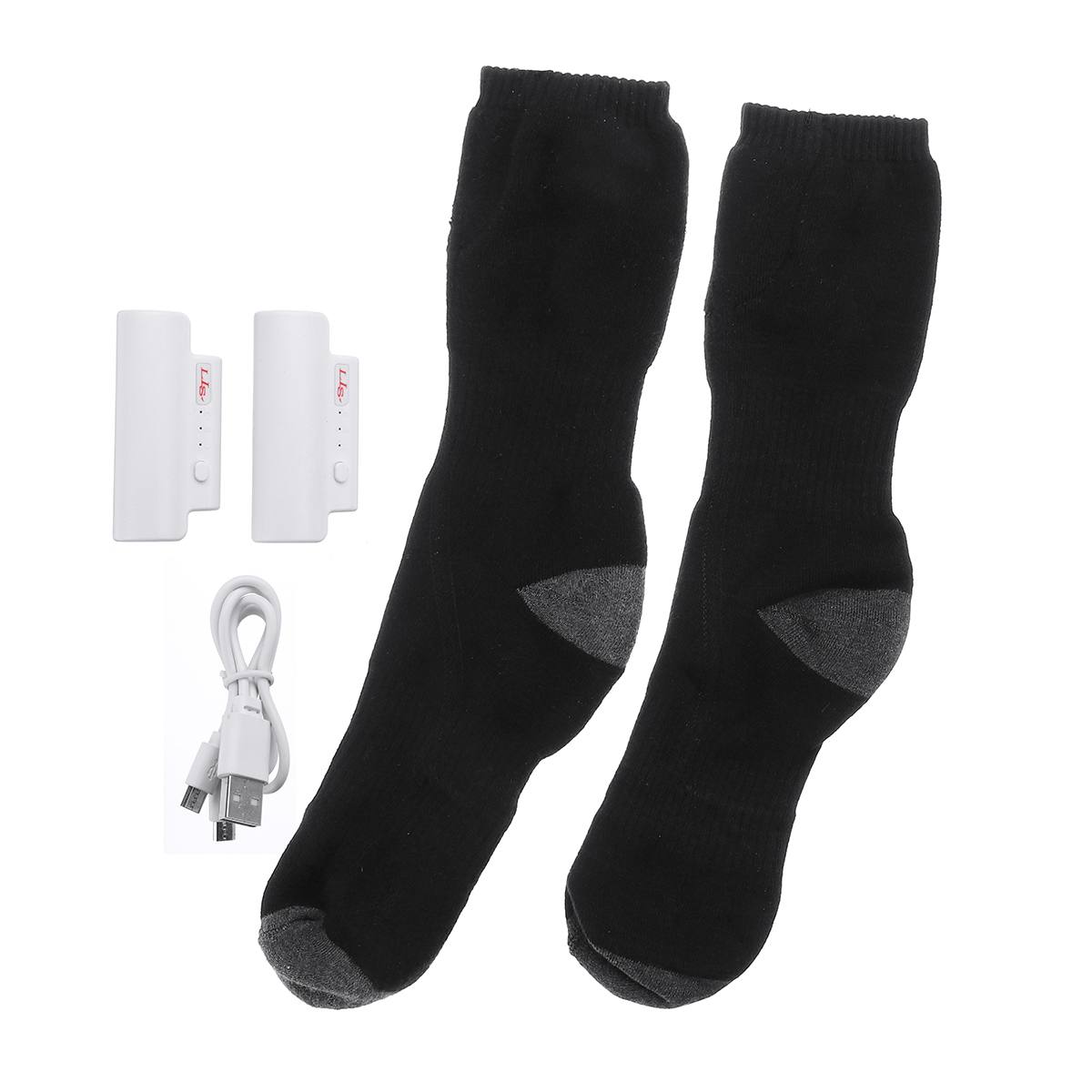 Calcetines térmicos ajustables para hombre y mujer, calcetín calefactor eléctrico, suave, para invierno, esquí, deporte de ciclismo, 35-60 grados, 1 par: Battry Type