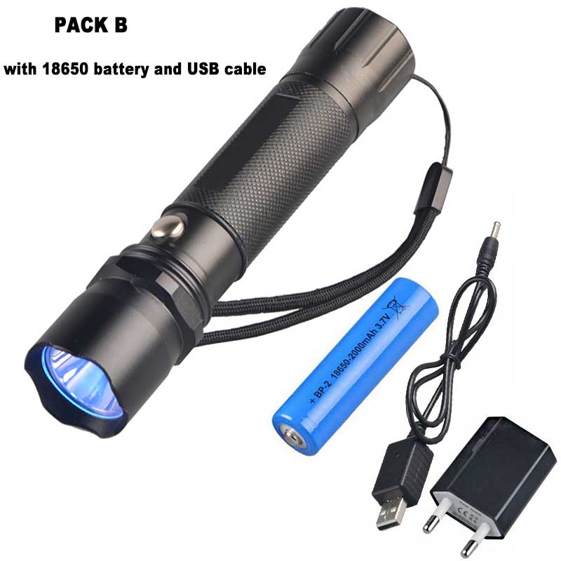 Tmwt 5w kraftig ultraviolet sort lys lommelygte usb genopladelig 395nm 365 led lilla lys 365nm uv lommelygte