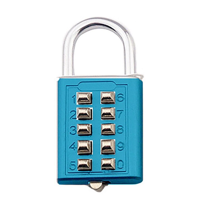 5 Digit Locking Mechanism Zinc Alloy Digit Push Password Lock 10 Digit Push Button Combination Padlock 4 Colors: Style 1 blue