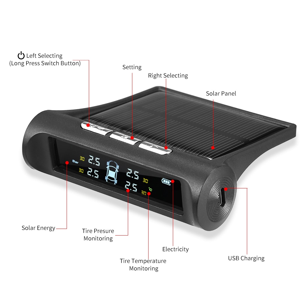 Sistema De Monitoramento De Press O Dos Pneus Tpms Sem Fio Universal