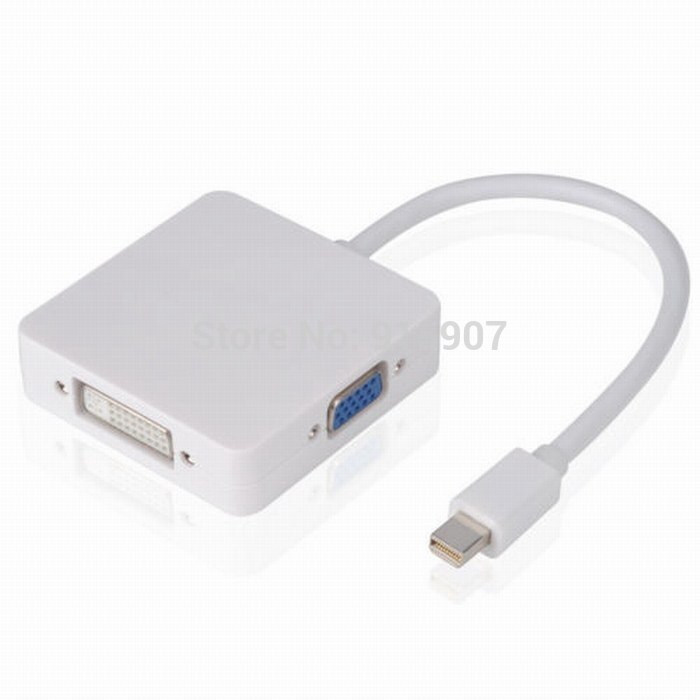 Xiwai Square Mini DP Displayport Thunderbolt to DVI VGA HDMI HDTV Adapter 3 in1