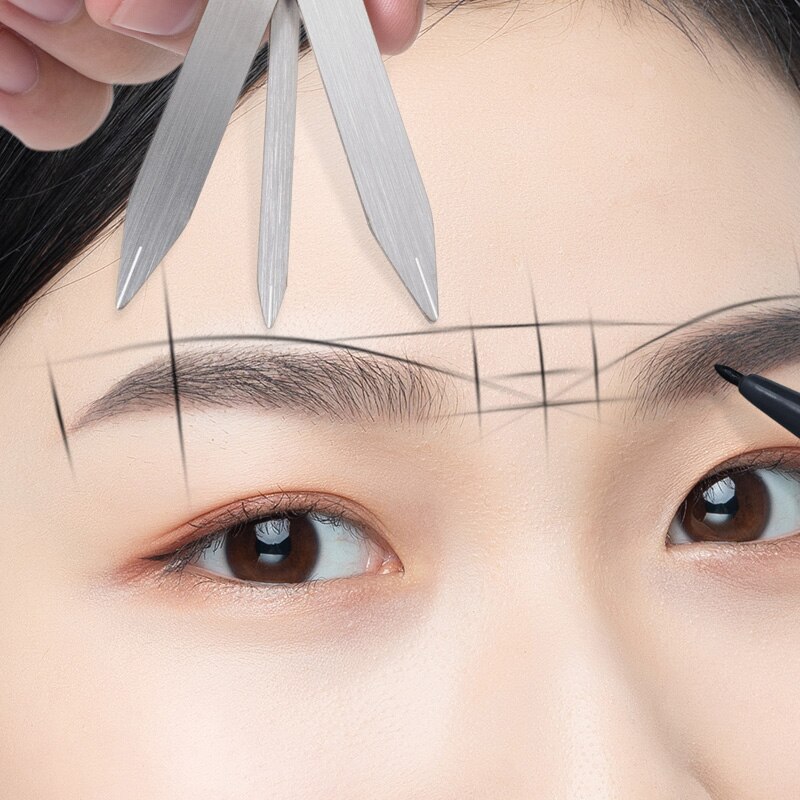 Microblading tilbehør rustfrit stål øjenbryn lineal kompas til permanent makeup øjenbryn mål stencil værktøj tatovering forsyninger