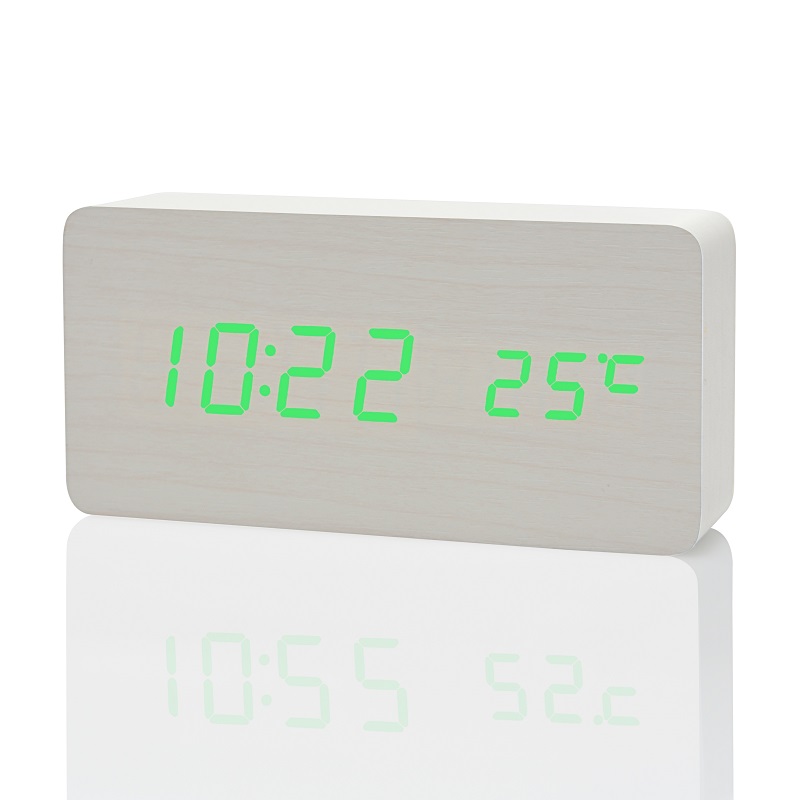 Suncree Modern Home LED digital Alarm Clock, Despertador Temp+date+time Electronic Digital Table Desktop Clocks: white green