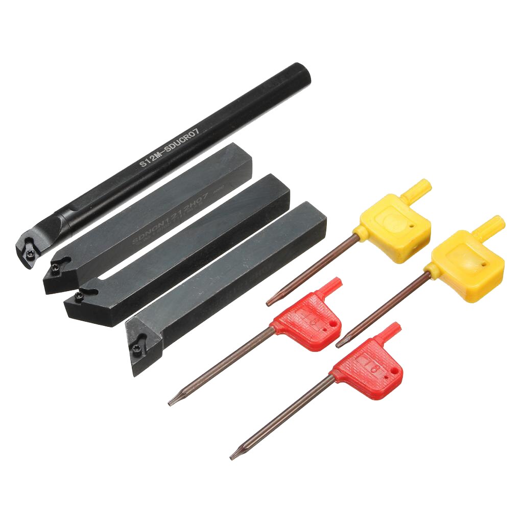 Set Of 4pcs 12mm Metal Lathe Turning Tool Holder Boring Bar Set W/ Wrench