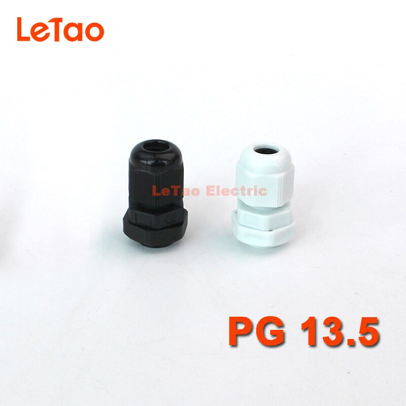 10pcs/lot PG13.5 Nylon Waterproof cable gland plastic connector IP68 threaded entry electrical joint Black White for 6-12mm
