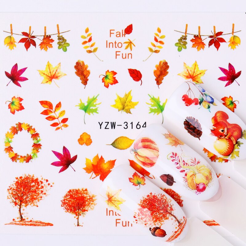 Maple Leaf Ontwerpen Nail Art Water Decals Zomer Fruit Nail Transfer Sticker Citroen Oranje Aardbei Cherry Nail Art Decoraties