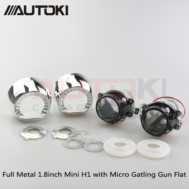 2 unids/lote Autoki LHD/RHD 1,8/2,0 pulgadas H1 Mini lente de proyector bi-xenón + cubierta para faros de coche H4 H7 9005 9006: Lavanda