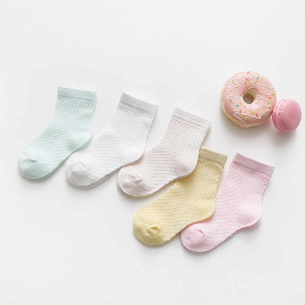 5 Paare/los 0-2Y Baby Socken Sommer Baumwolle 3D Karikatur Ebene freundlicher Socken Mädchen Gittergewebe Nette Neugeborene Junge Kleinkind Socken Baby