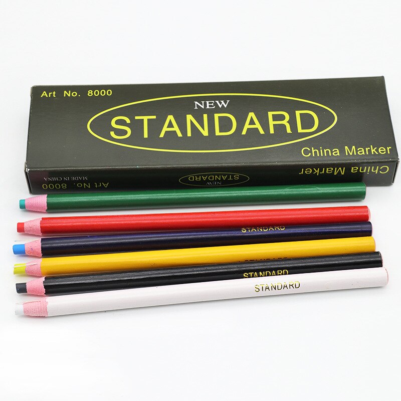 12pcs/Box Peel Off China Markers/Grease Pencils for Glass,Cellophane,Vinyl,Metal,Clothing Industry School Office Supplies