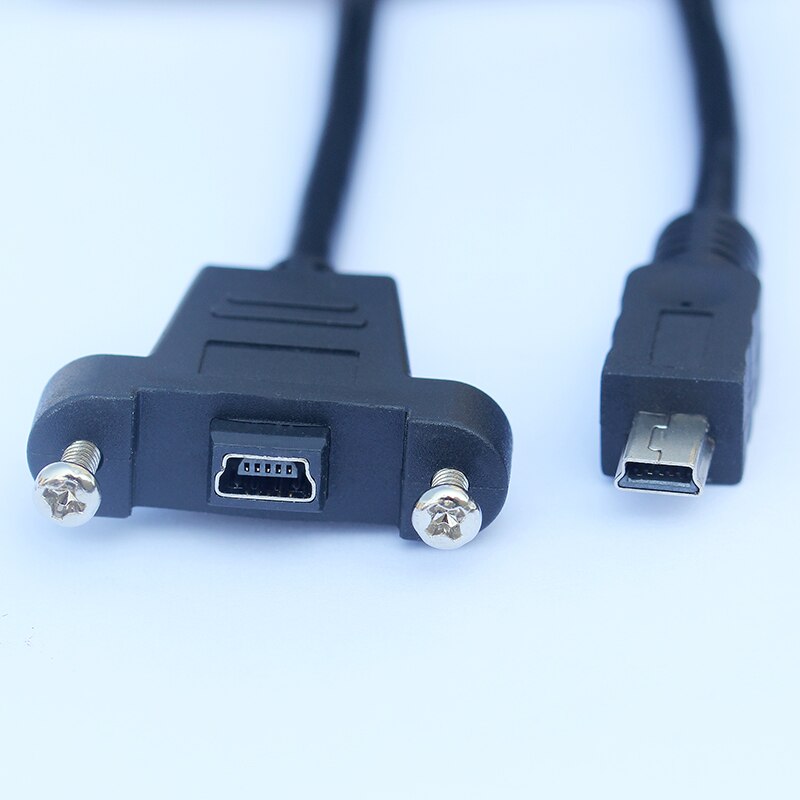 5 M Mini USB B 5pin Extension Cable Male To Female With Screw Lock Panel Mount Screws