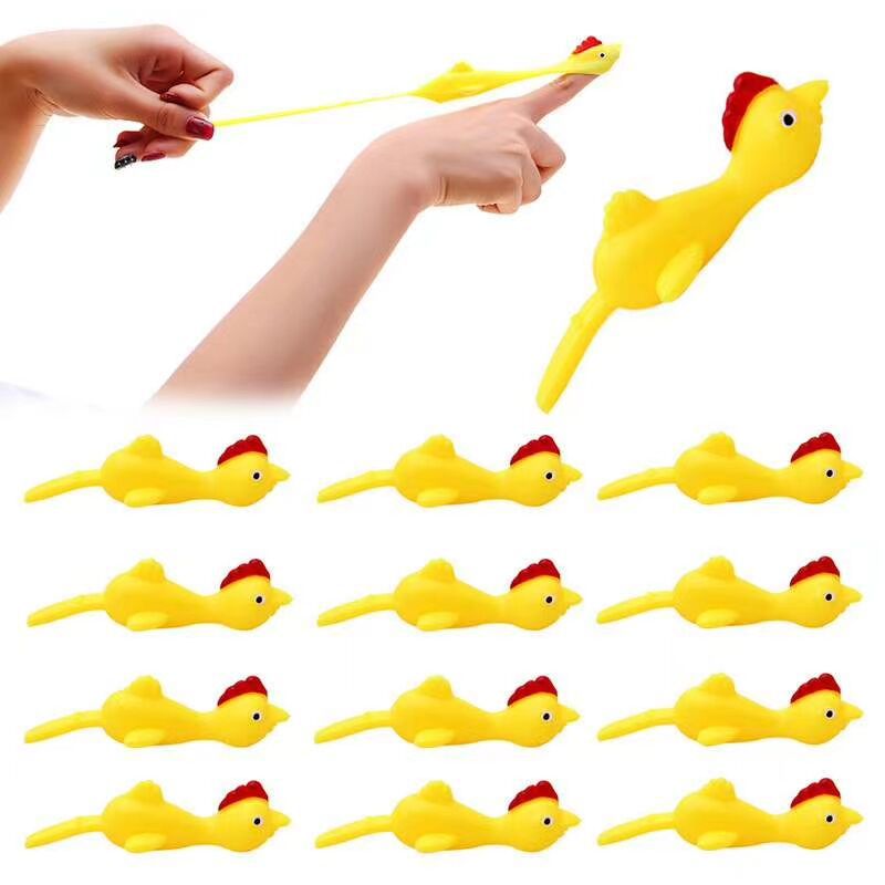 1Pcs Schieten Turkije Grappig Rubber Tpr Kip Stretchy Vliegende Turkije Vinger Vogels Sticky Novelty Gags Practical Joke Trick Speelgoed
