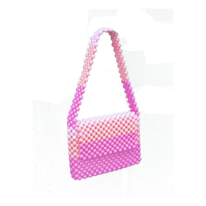 summer hit color handmade pearl handbags beaded handbag pink shoulder bag ladies wedding evening banquet female bag