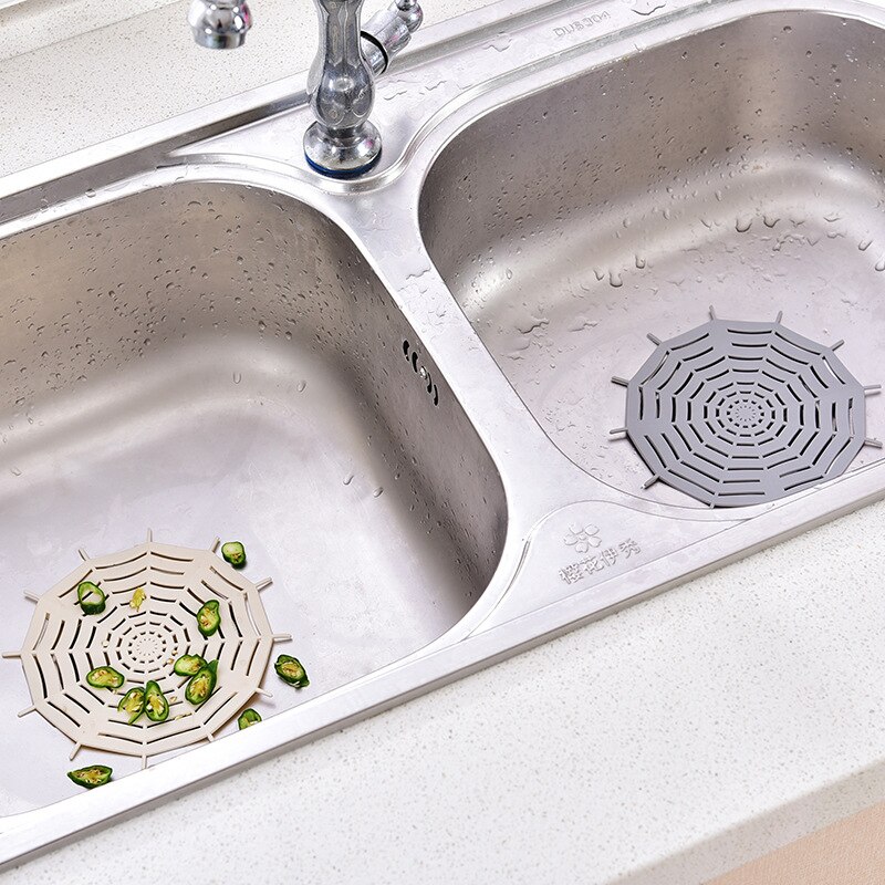 Filtre évier Et Lavabo - 2 Pièces - Forme Toile D'araignée Souple - Avec Ventouse - Anti-cheveux - Pour Salle De Bain Et Cuisine - Beige - 5