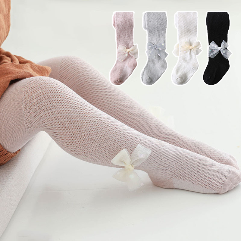 Leuke Strik Baby Panty Zomer Mesh Ademend Kids Panty Effen Kleur Zachte Elastische Baby Peuter Kinderen Kousen Baby Kleding